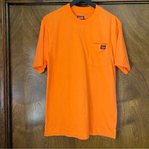 Wrangler Workwear Men’s Medium Orange Short Sleeve Shirt Construction Pocket